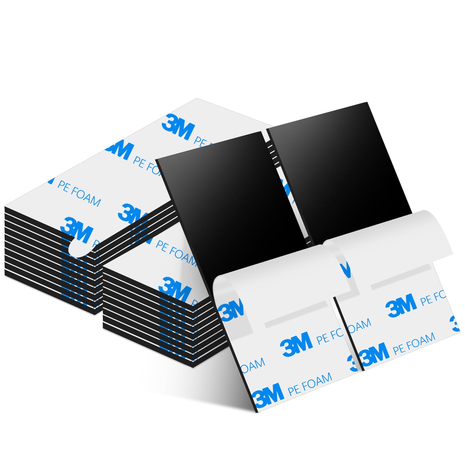 Double Sided Sticky,Tape Double sided sticky pads,Black 60 Pcs, Waterproof Heavy Duty Mounting Pads,3M Super Sticky Foam Pads,with EASY PEEL Tabs,for Home Office Car School,Rectangular