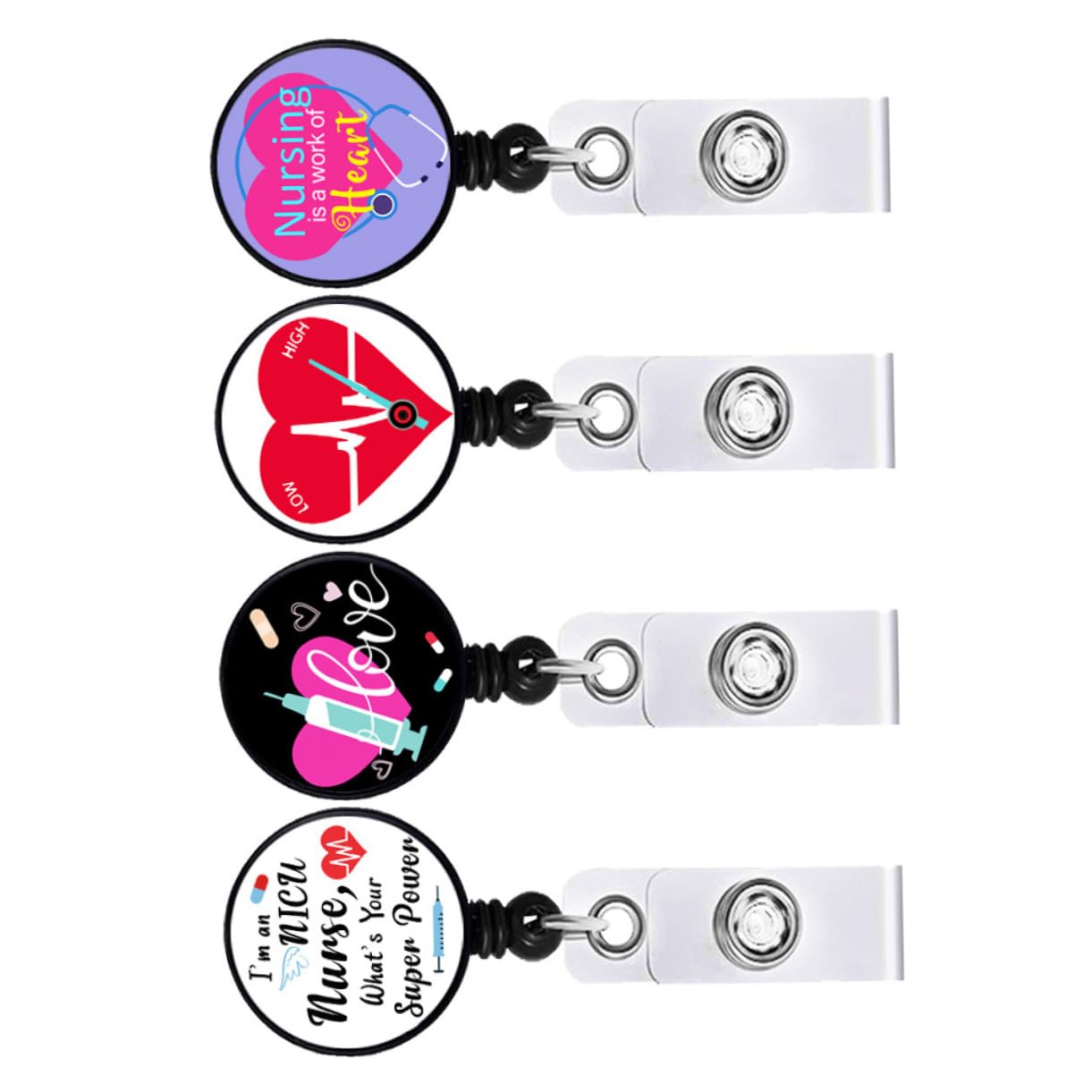 Angoily Clip Retráctil Para Insignias De Y Soporte De Tarjeta De Identificación Con Clip Portátil Y Para Personal 4 Piezas X 4