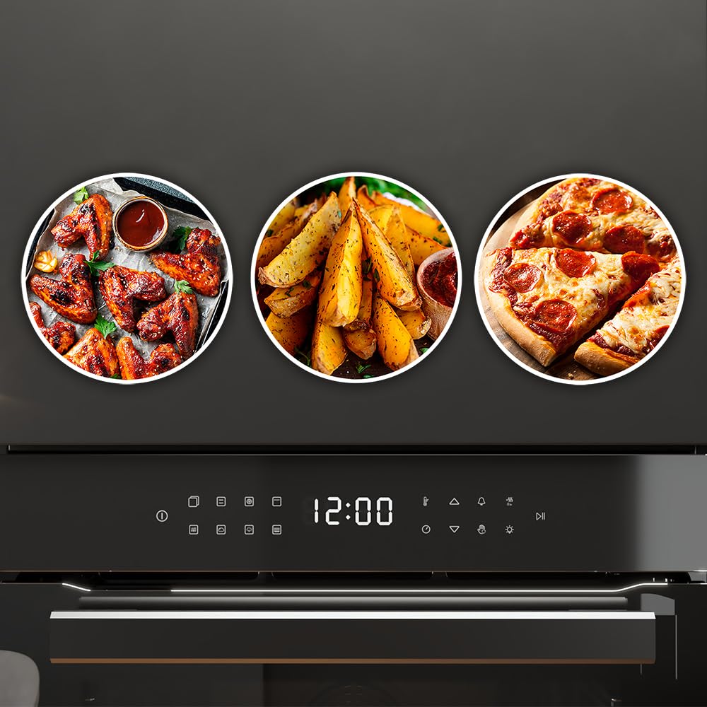 Cecotec Four Encastrable Bolero Hexa 9506000 Glass Black A de 81 L. 11 Fonctions avec Airfryer Master, Pizza Master, Cuisson 3D, Base vapeur X2, Faible consommation, Nettoyage facile, 5 Positions