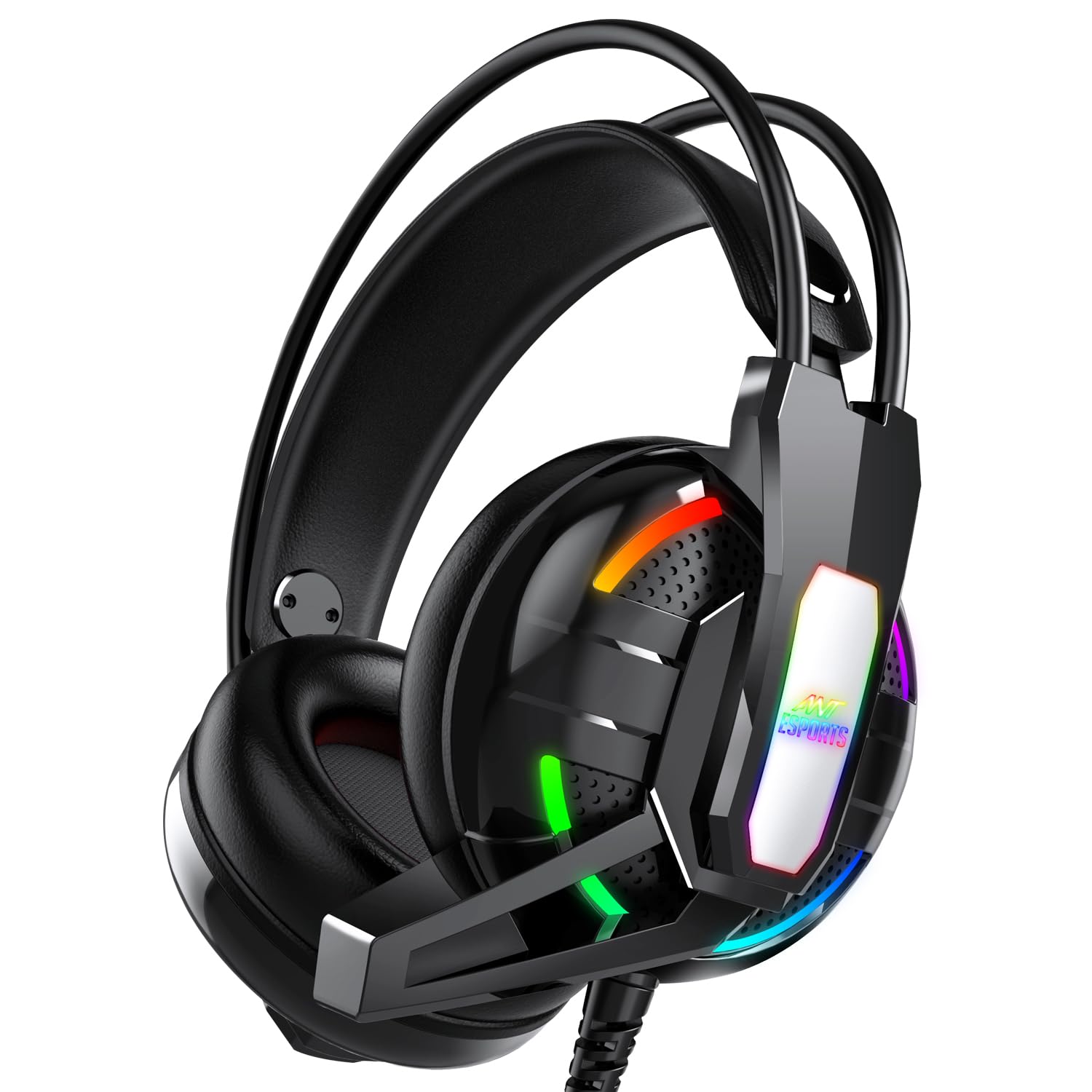Ant Esports H525 Pro RGB Gaming Headset Gaming Over Ear Wired Headphones with Mic| 2 * 3.5MM Jack + USB for RGB Light |50 MM Drivers | Compatible with PC/ PS4/Xbox One/Nintendo/Mobile_Black-image-39