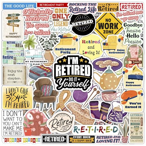 BulbaCraft 100Pcs Funny Retirement Stickers and Laptop Decals - Retirement Party Supplies, Gifts for Women & Men