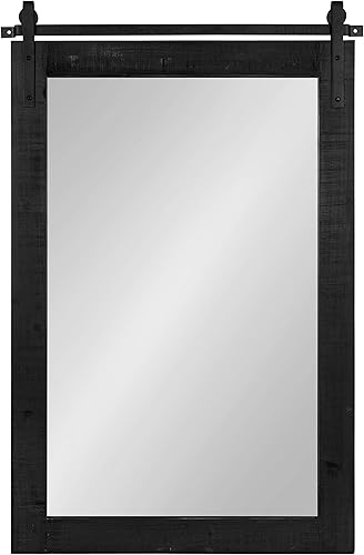 Miniatura 6 de Kate and Laurel Cates - Espejo de pared rústico, 24 x 38 pulgadas, negro, decoración de pared de granja envejecida con diseño de puerta de granero