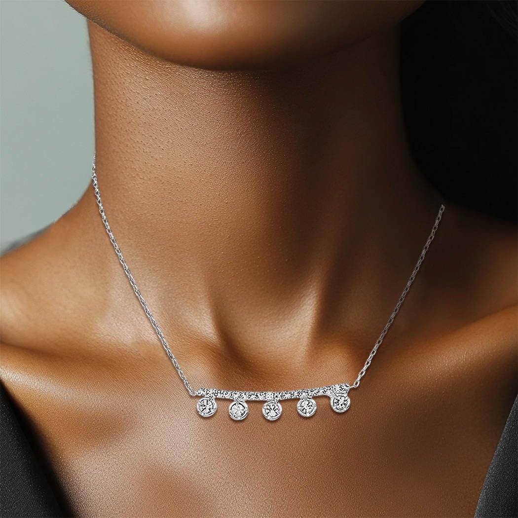 Silver Crystal Necklace for Women Tiny Rhinestone Pendant Necklacs Chain Jewelry Minimalist Choker - Image 6