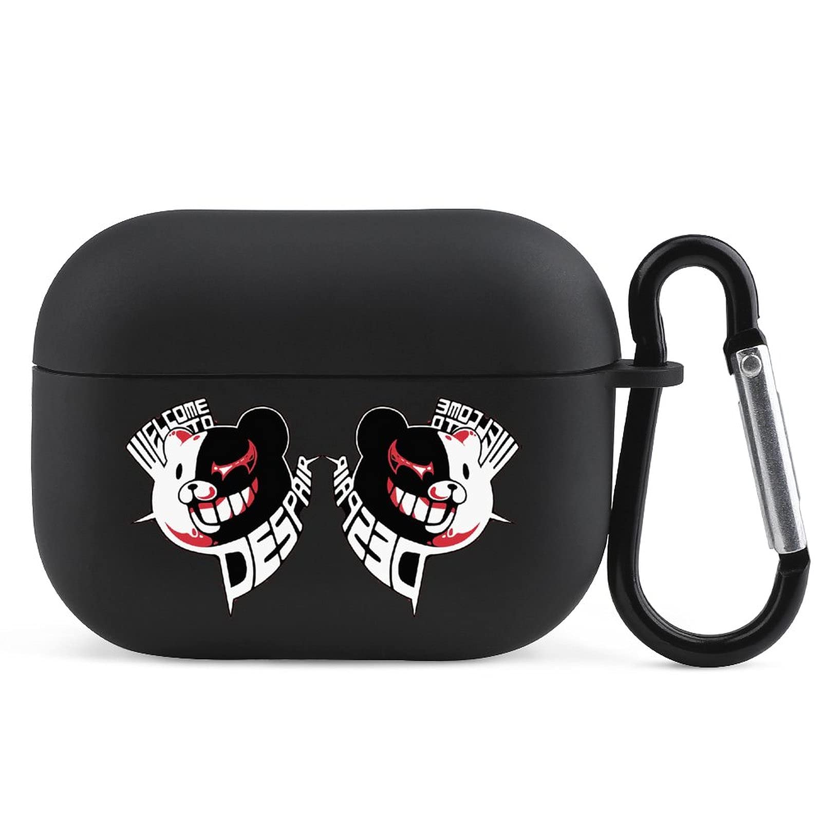 Palglg Danganronpa Monokuma Airpods Pro Case,Compatible with Airpods Pro,Flexible Silicone Cover for Airpods Pro,Shockproof Protective TPU Airpod Cases with Keychain Compatiable Wireless Charging.