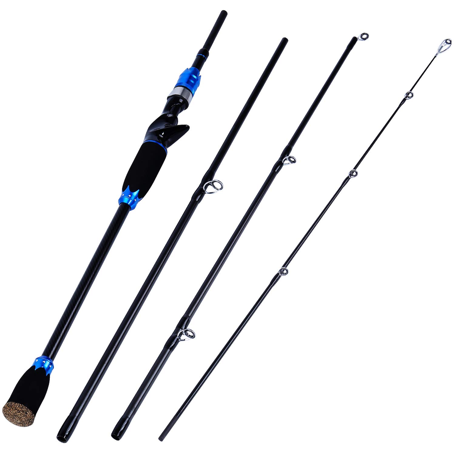 Sougayilang Spin-Csating Fishing Rods, Ultra Light, 24-Ton Carbon Fiber, Portable Travel Fishing Poles for Freshwater Saltwater--5.9FT Bule Casting