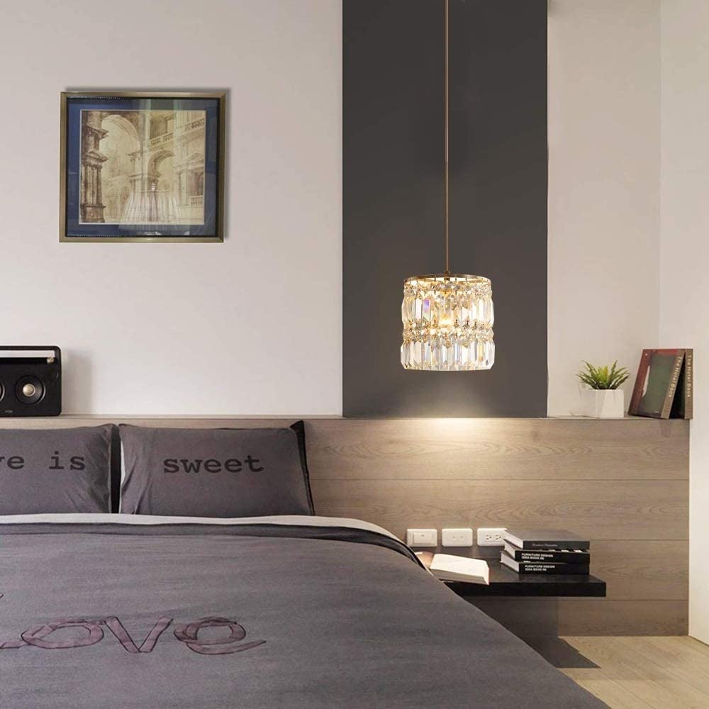 Pojedyncza mosiężna lampa wisząca z przeszyciami Crystal Shade Suspension Lighting, miedziana lampa wisząca sufitowa, Retro Farmhouse Droplight, dekoracyjna oprawa oświetleniowa E27