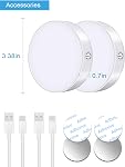 WILLED Dimmable Touch Light Buit-in 1000mAh Large Battery Rechargeable LED Tap Lights | Magnet Stick on Closet Light | Portable LED Puck Night Lights for Cabinet, Wardrobe, Counter, Kitchen, Bedroom