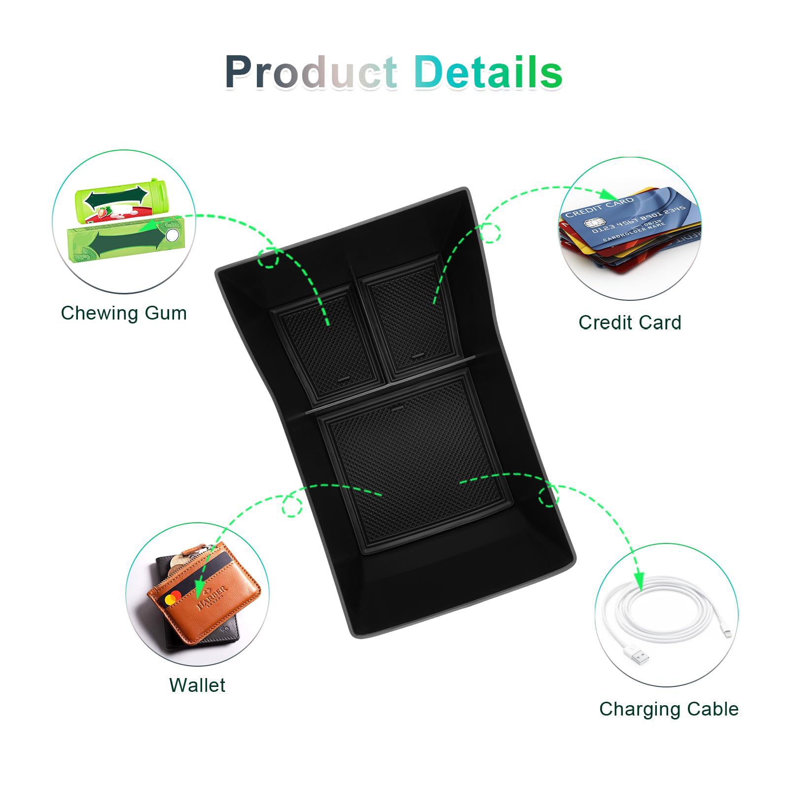 GAFAT Compatibile con Hyundai Kona SX2 2024 2025 2026 (Elettronico Automatico) Contenitore Portaoggetti per Console Centrale, Braccioli Vano Portaoggetti, Accessori Kona SX2 (Nero)