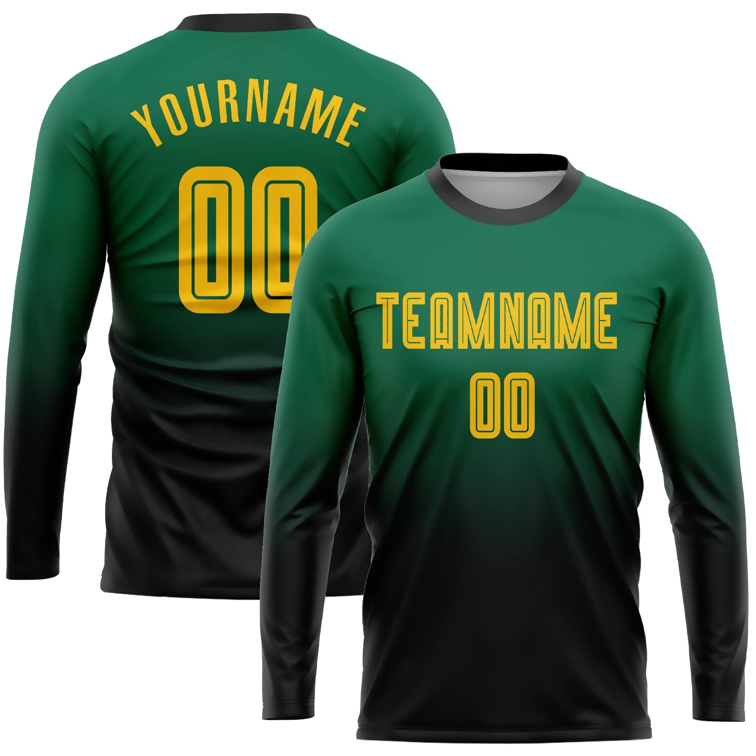 Custom Novelty Long Sleeve Shirts Soccer Jersey Sports Fan Jerseys Personalized Printed Name and Number