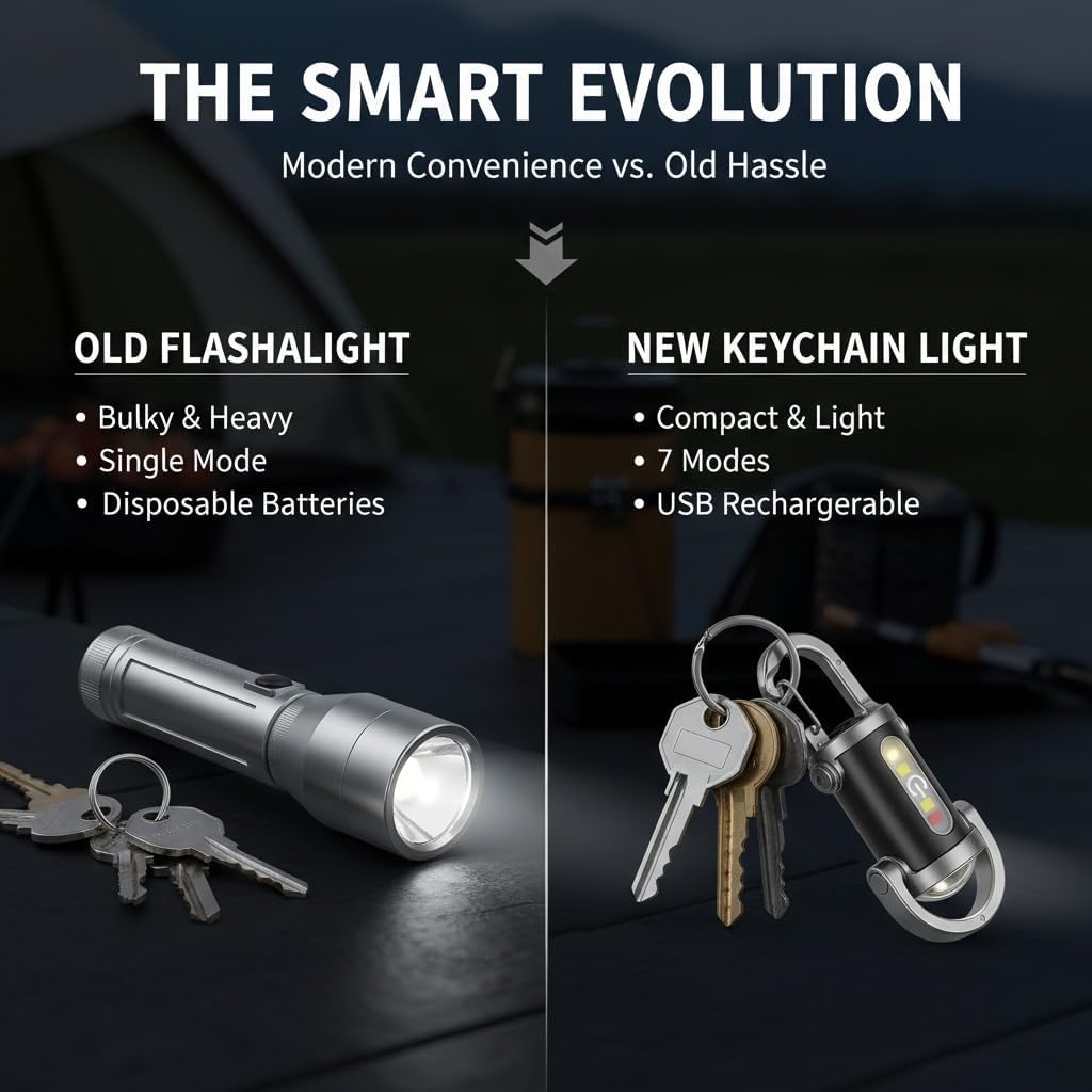 1200lm Super Bright Mini Keychain Flashlight Waterproof Portable USB Rechargeable Small Key LED Key Chain Light Compact Rescue Flashlight for Camping Hiking Emergency Outdoor 7 Modes(10pcs)