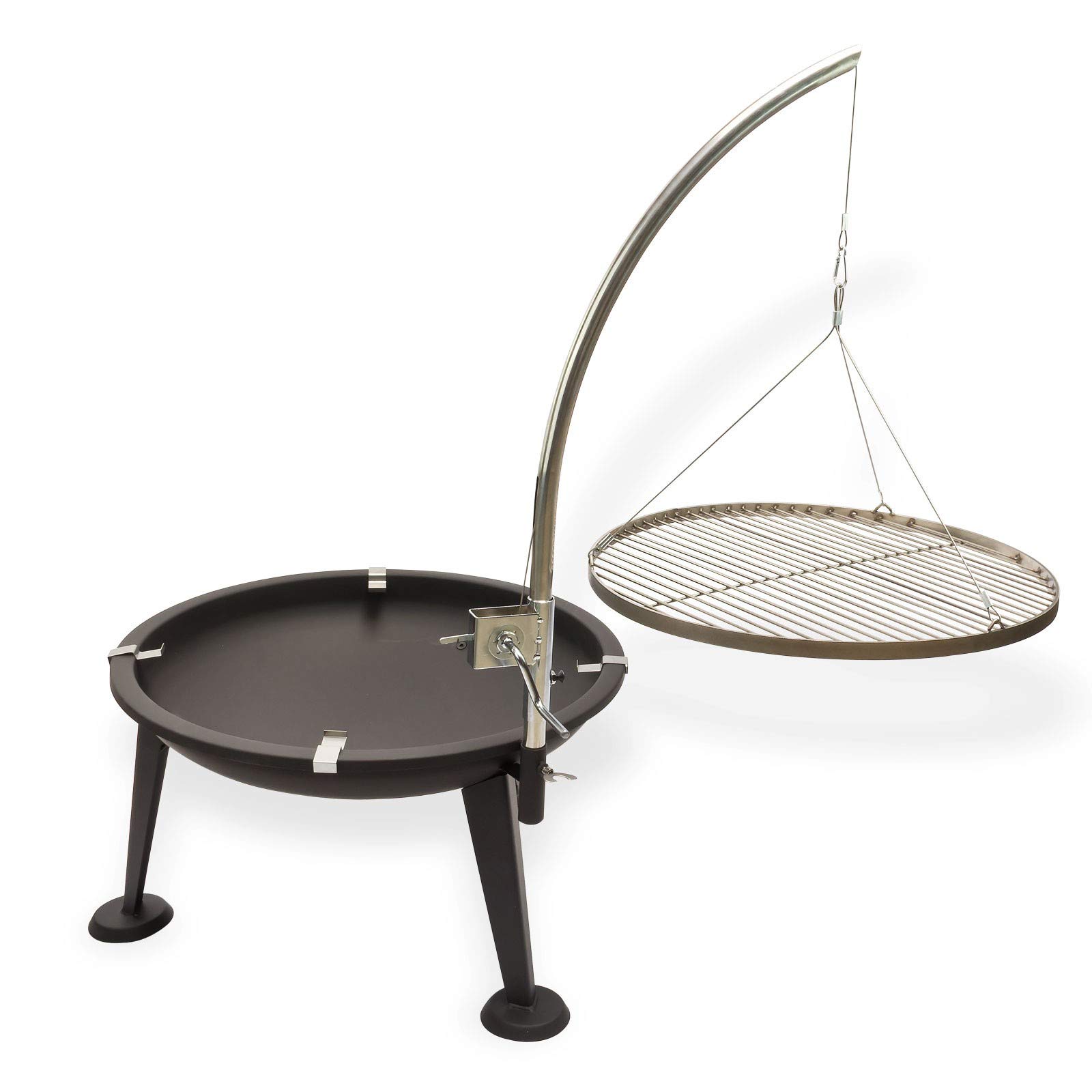 DEMA Schwenkgrill Oregon Holzkohle Grill mit Kurbel Feuerkorb | Schwenkgrill, Holzkohlegrill, Feuerkorb, Garten Grill, Drehgrill, Grillrost Edelstahl