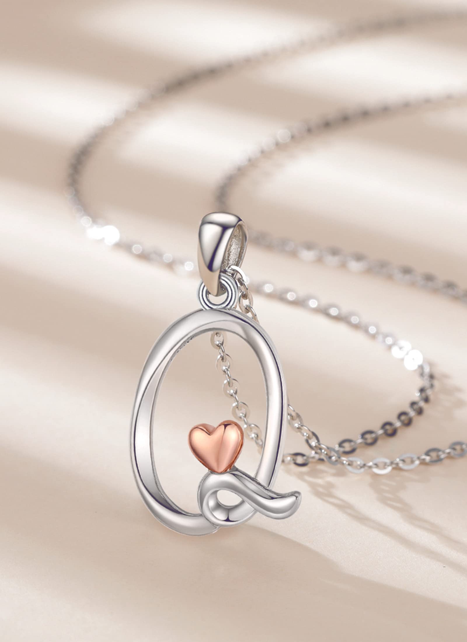 CELESTIA Donna Collana con Iniziale Nome Argent Sterling 925 Ciondolo Cuore Lettera A~Z Gioielli Personalizzato Regali Donne Fidanzata Figlia Compleanno Natale