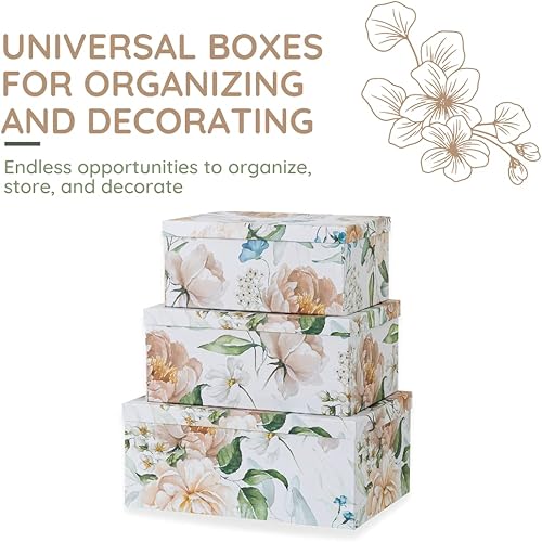 Miniatura 2 de Soul & Lane Cajas de almacenamiento de cartón decorativas con tapas para decoración y organización del hogar, juego de 3 cajas grandes de recuerdo