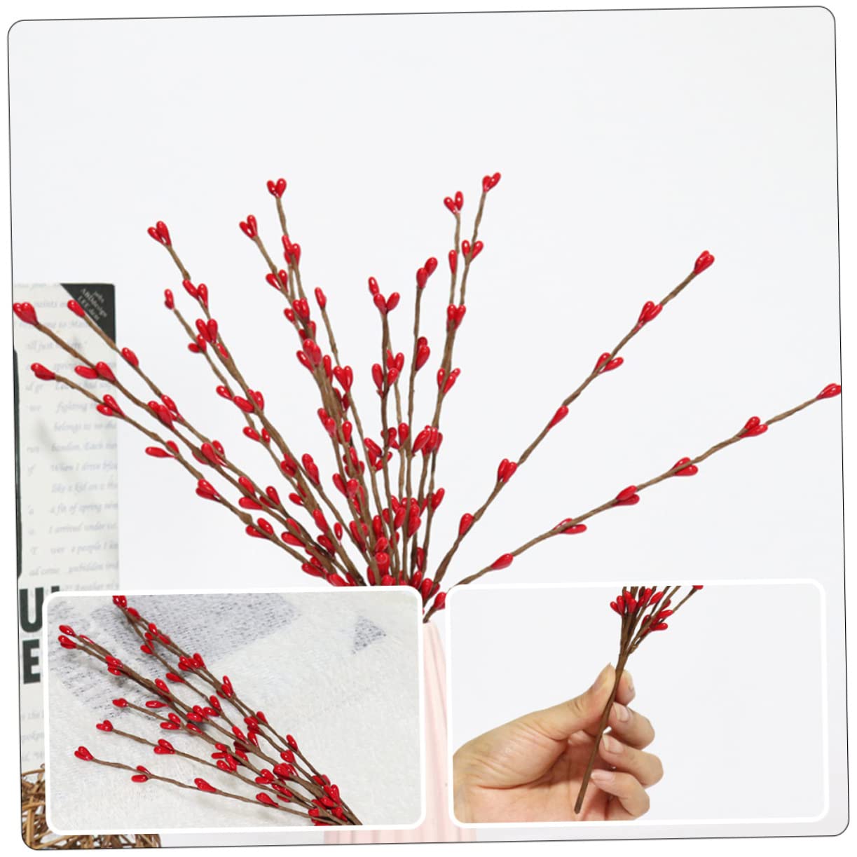 TOPBATHY 15 Pièces Branche De Baies Artificielles Décorations Rouges Décor De Noël Ornements De Noël Fausses Tiges De Baies s De Houx De Fausses s Arbre De Pics De s