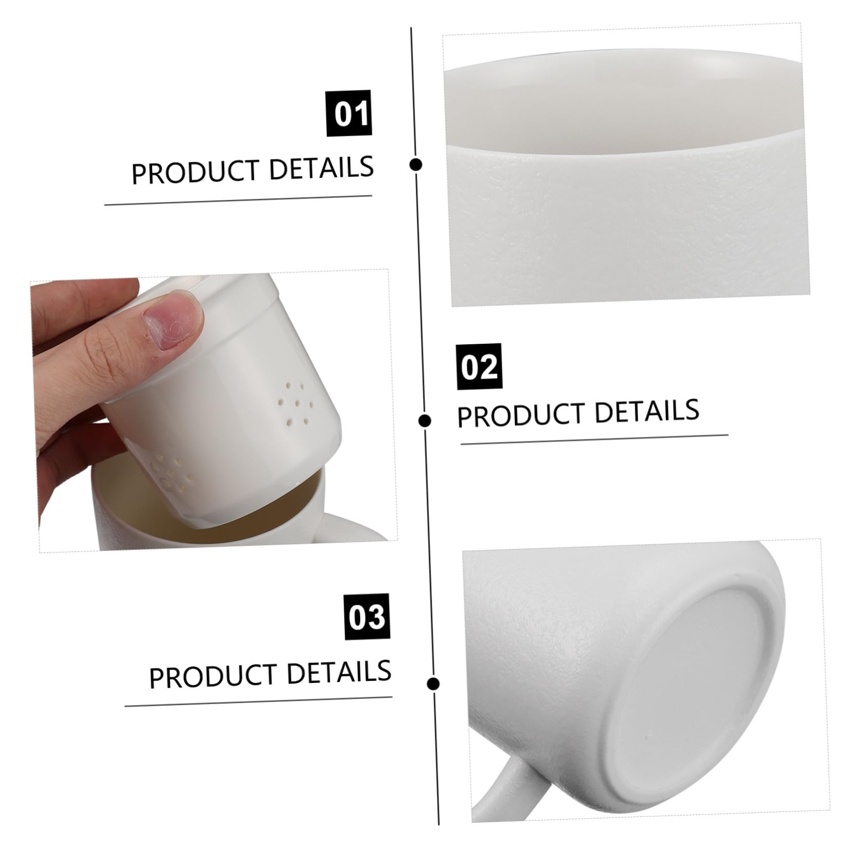 Keramik Teetasse 400ml mit Deckel und Teesieb, Weiß