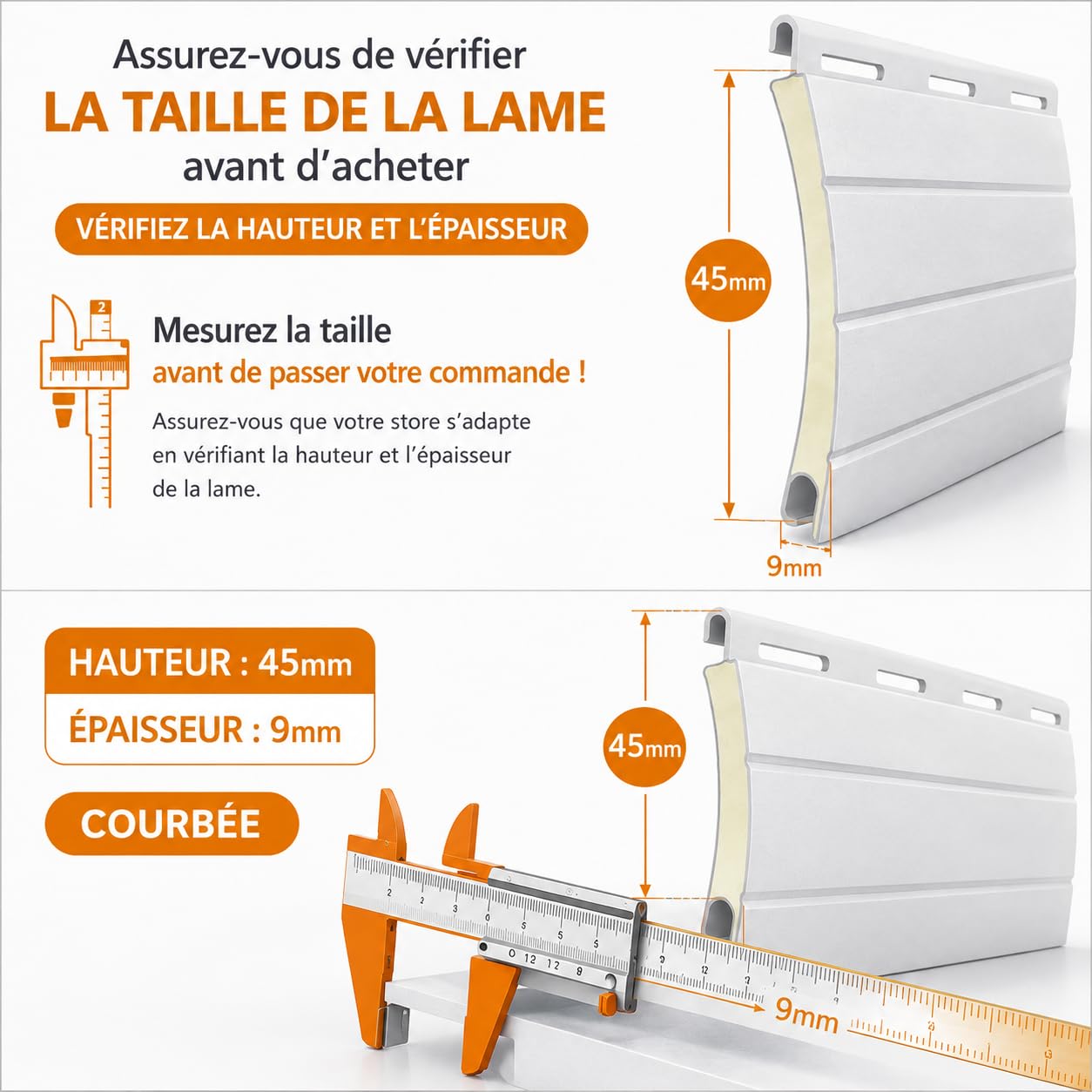 Stores enrouleurs Aluminium sur Mesure – Lames Courbe 45 mm – Installation Facile – PERTONI TENDE (Hauteur 250cm x Largeur 200cm)