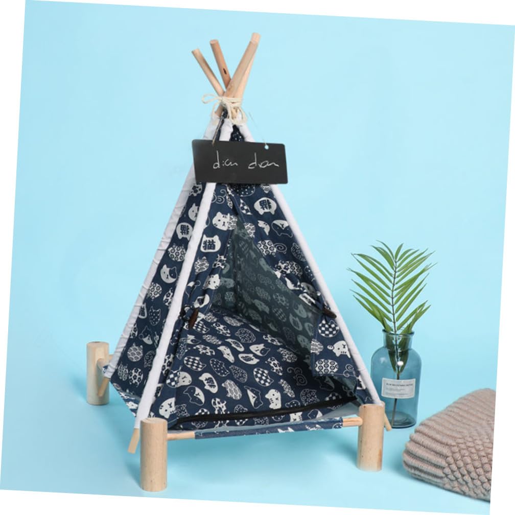 SUPVOX Tente pour Chien Abri Pratique pour Animaux de Compagnie Lavable en Lin avec Structure en Bois Facile à Nettoyer et Protège Lumière Intérieur et Extérieur