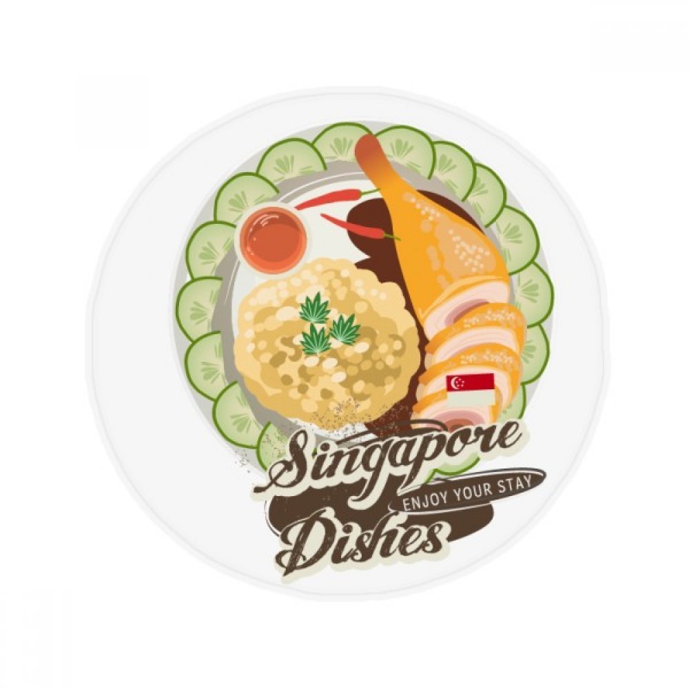 Tapis de sol Singapour Hainanese Chicken Rice rond 50cm cadeau original