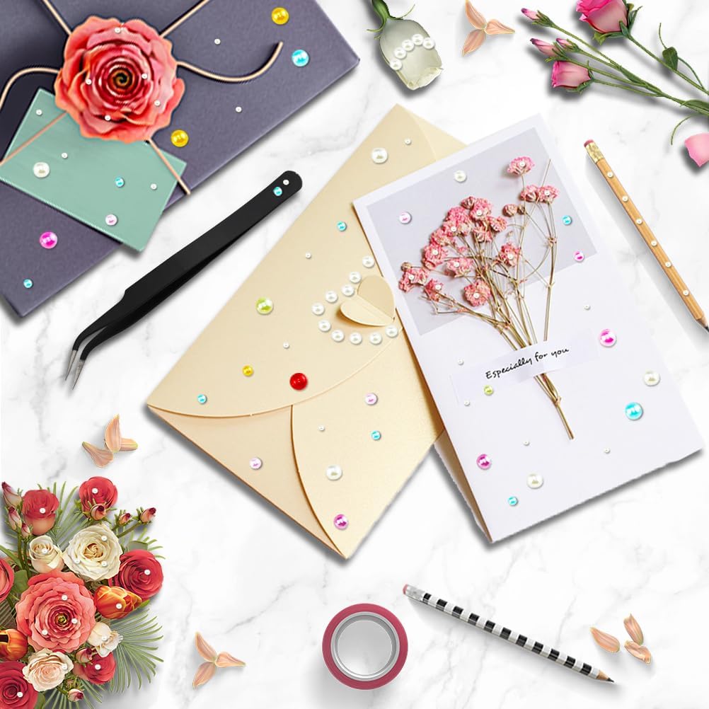 2064 Pcs Pearls for Crafts, Self Adhesive Pearl Stickers 4 Colors 12 Sheets Hair Pearl Stick On for Craft Making - Image 7