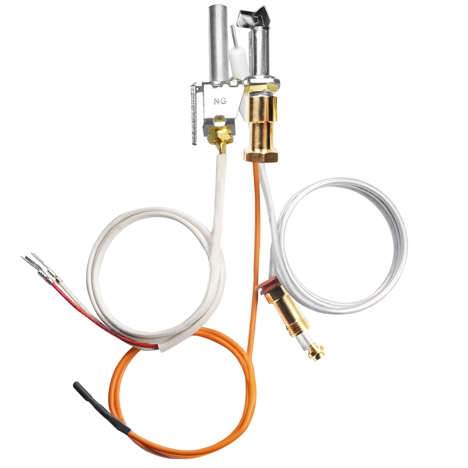 446-512A NG Pilot Assembly for Heat-N-Glo Gas Fireplaces and Log Sets, Natural Gas Pilot Assembly Replacement Parts for Heat N Glo SL2000, 5000, 6000 Gas Fireplace Insert with Thermopile