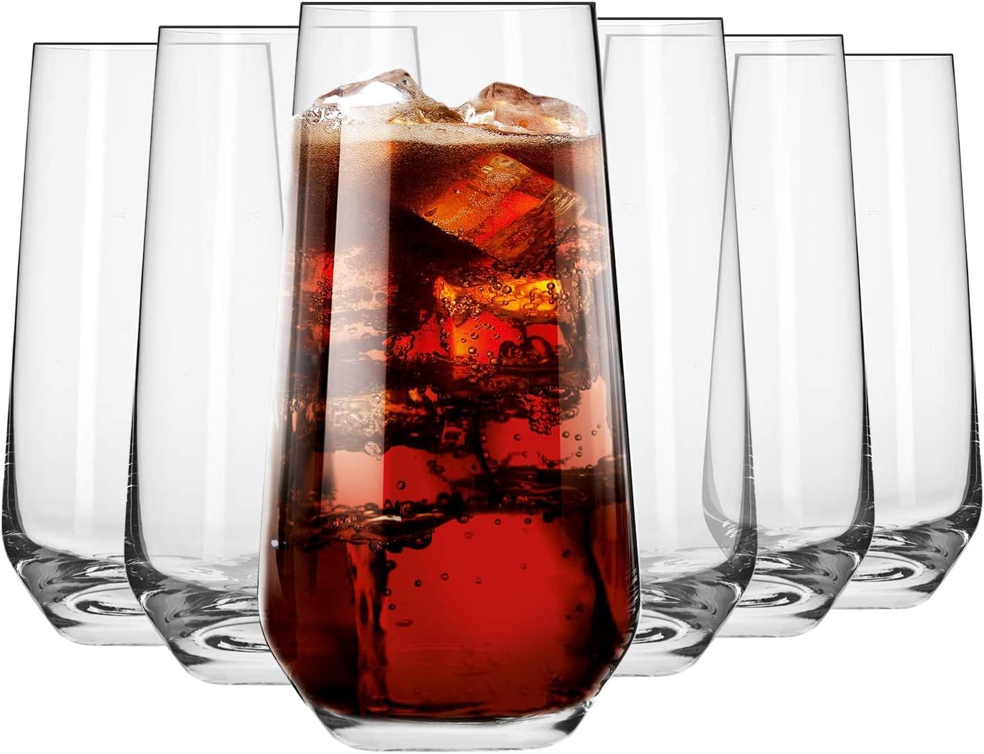 THE WHITE SHOP 6Pcs Water Glasses, Crystal Highball Drinking Glasses, Large Tall Cups, Lead-Free Crystal Tall Drinking Water Glasses, Cocktail Bar Glassware for Rocks, Juice, Beer, Beverage