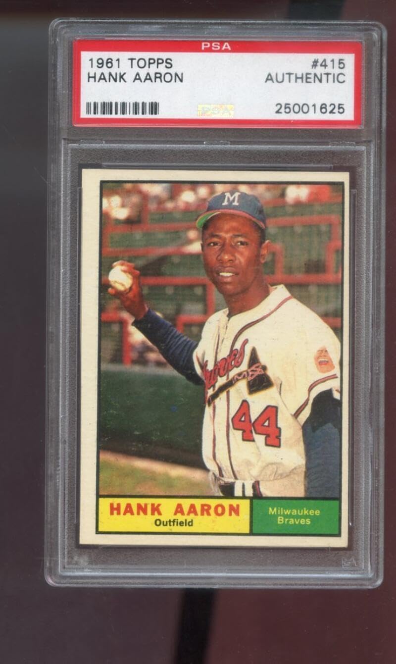 1961 Topps #415 Hank Aaron PSA A Graded Baseball Card Milwaukee Braves MLB - Slabbed Baseball Cards