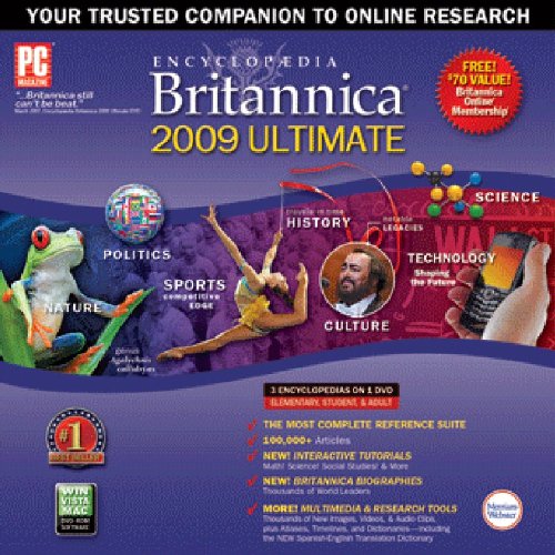 2009 Encyclopedia Britannica Ultimate Reference DVD Windows Mac