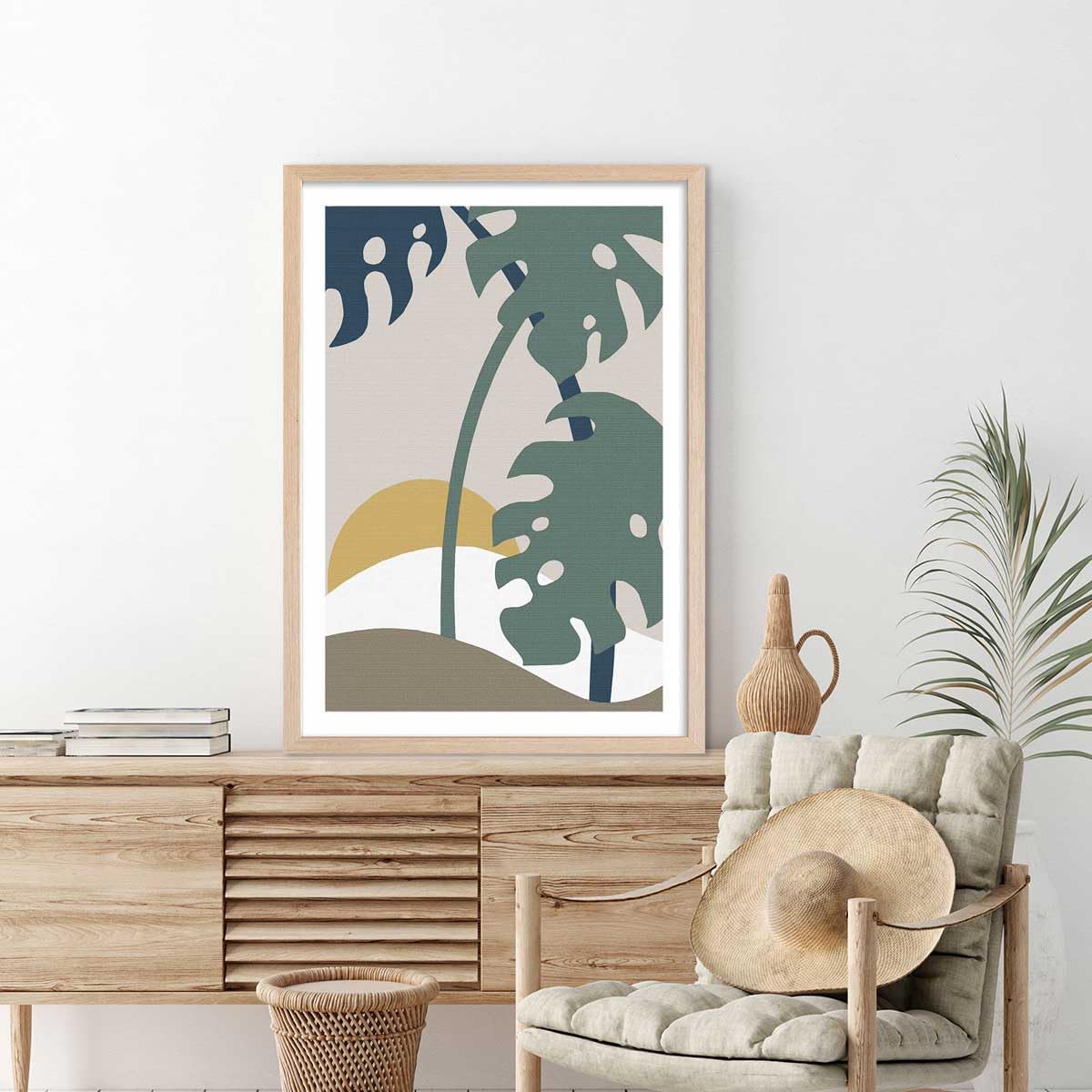 Póster de Monstera con efecto tejido, fabricado en Francia, 60 x 90 cm