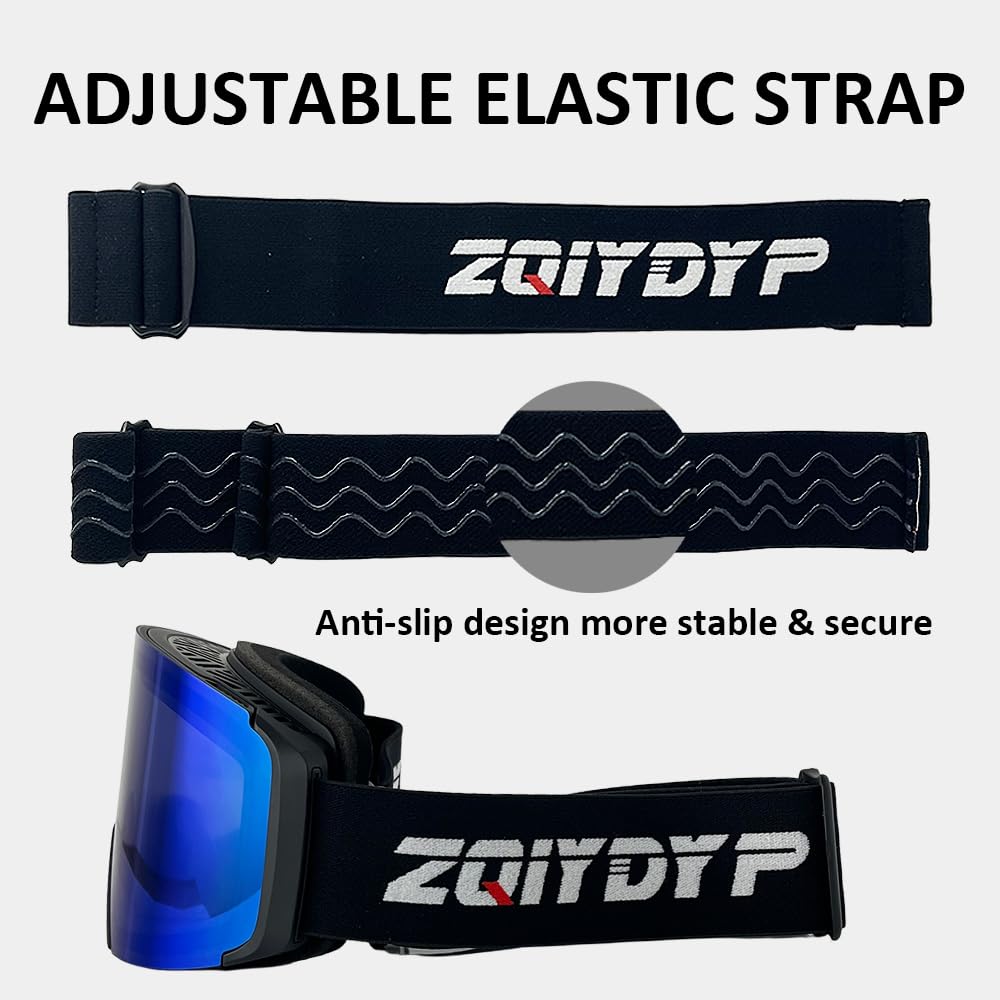 Lunettes de ski OTG - Anti-buée - Verres interchangeables magnétiques - Protection UV - Pour snowmobil et skateboard