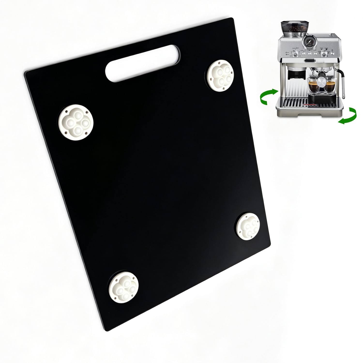 Tavola scorrevole in acrilico per macchina da caffè automatica, ruote a 360° con manico (33 x 40 cm)