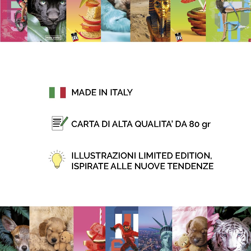 Pigna Maxi Quaderni A4 DOLCI CUCCIOLI 80+risguardo quadretto 5mm margine 10 sztuk