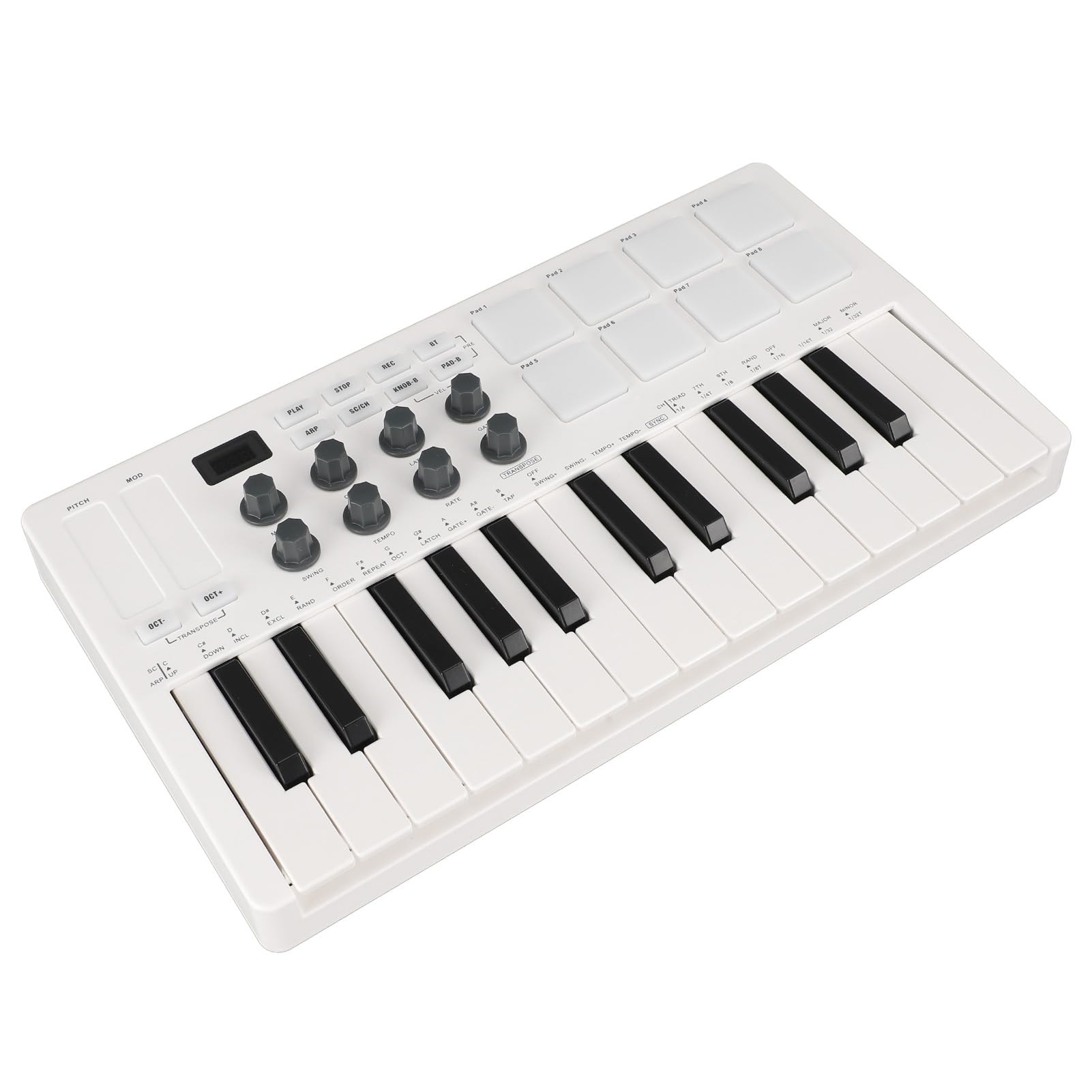 Controlador de Teclado MIDI USB, Teclado MIDI con 8 Pads de Ritmo MPC, 8 Pads de Batería Retroiluminados, 8 Perillas Asignables y Software de Producción Musical [conexión por