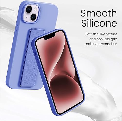 Miniatura 4 de LAUDTEC - Funda de silicona compatible con iPhone 14, vertical y horizontal, con correa de mano, funda de metal con soporte flexible y suave