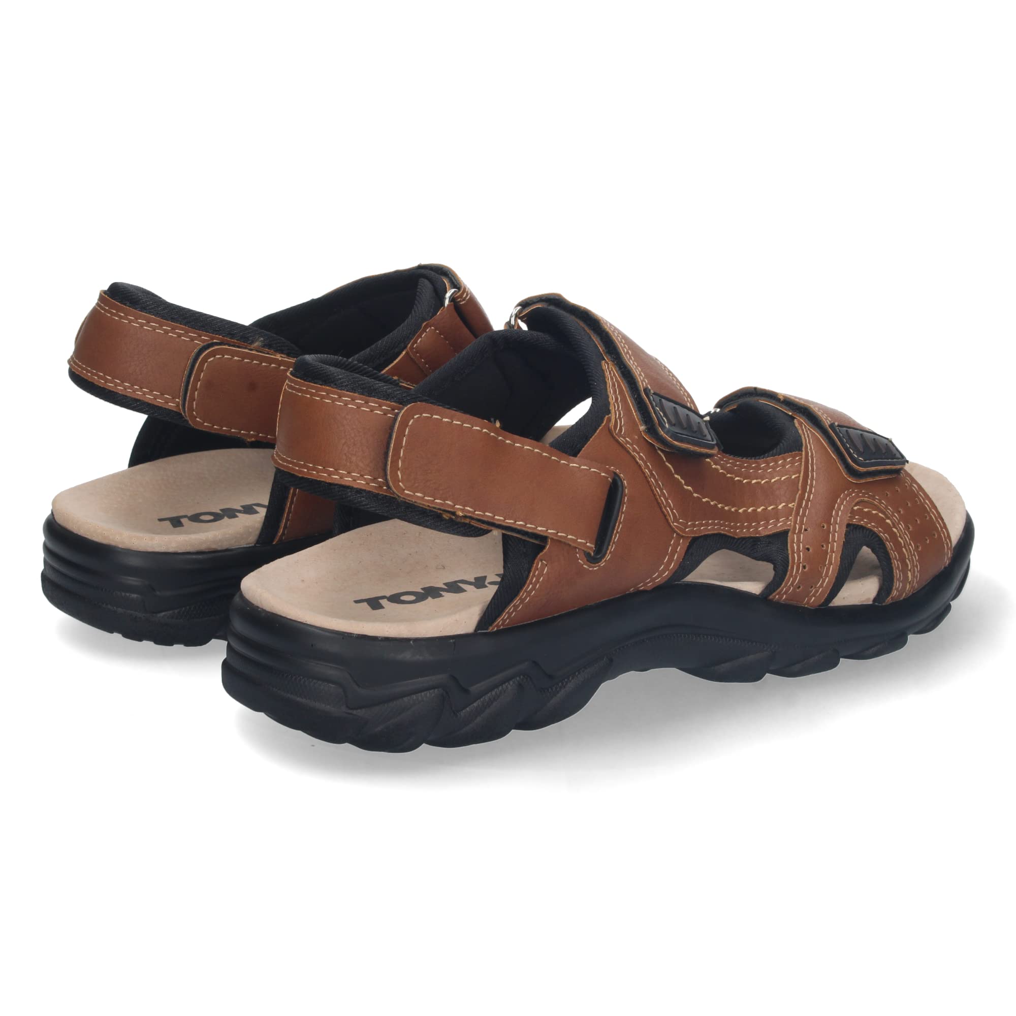 shoes&blues.es Sandalia Plana de Hombre, Comoda, Abierta, con Planta de Piel, y Cierres de Cierre autoadherente, Primavera Verano 2023
