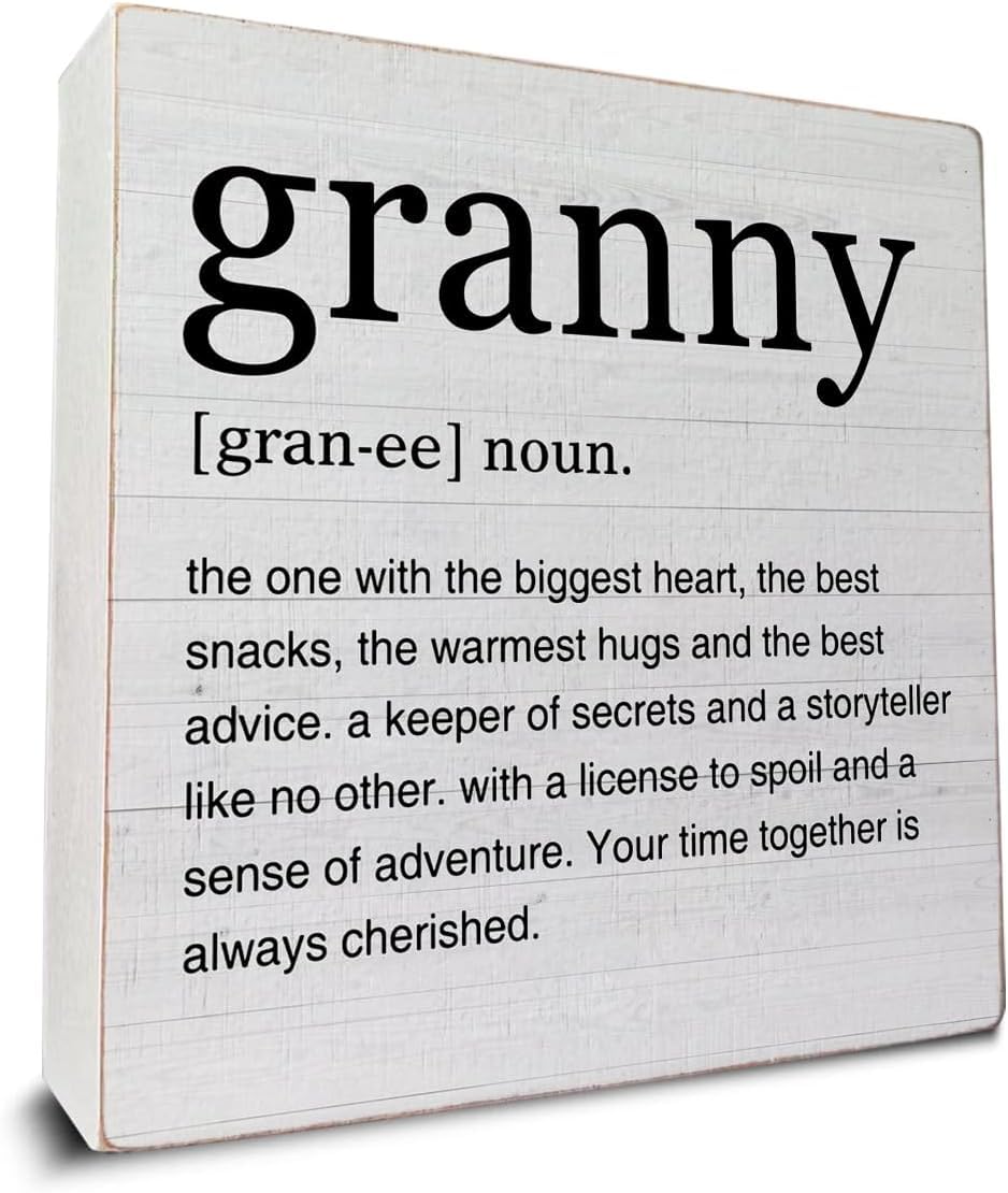 Granny Definition Box Sign 5x5 Inch Wood Tabletop Decor