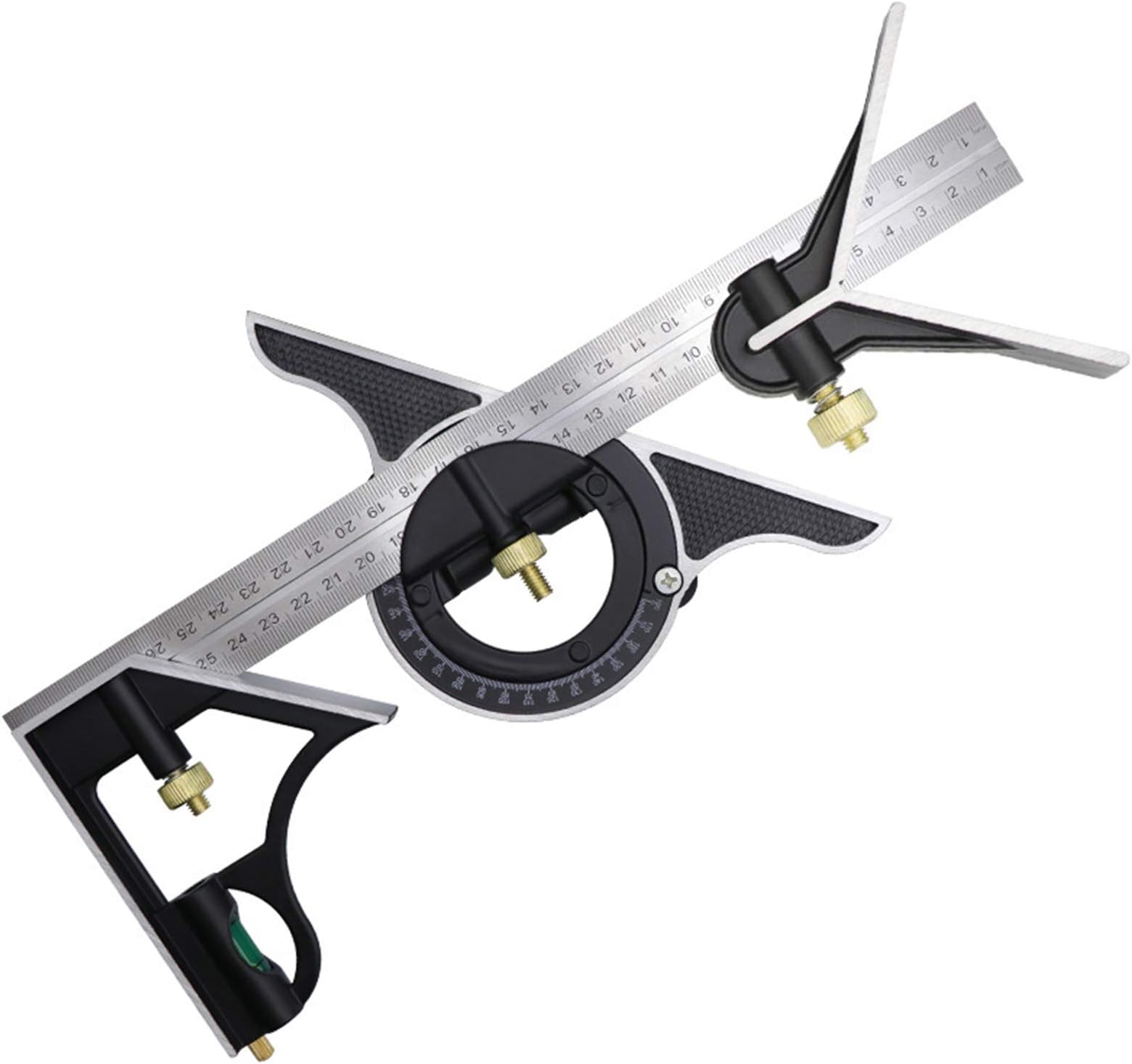 Square Angle Ruler,3Pcs/Set 300mm Stainless Steel t Square Ruler Adjustable Sliding Combination & Protractor Level Measure Measuring Set