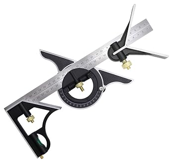 Square Angle Ruler,3Pcs/Set 300mm Stainless Steel t Square Ruler Adjustable Sliding Combination & Protractor Level Measure Measuring Set