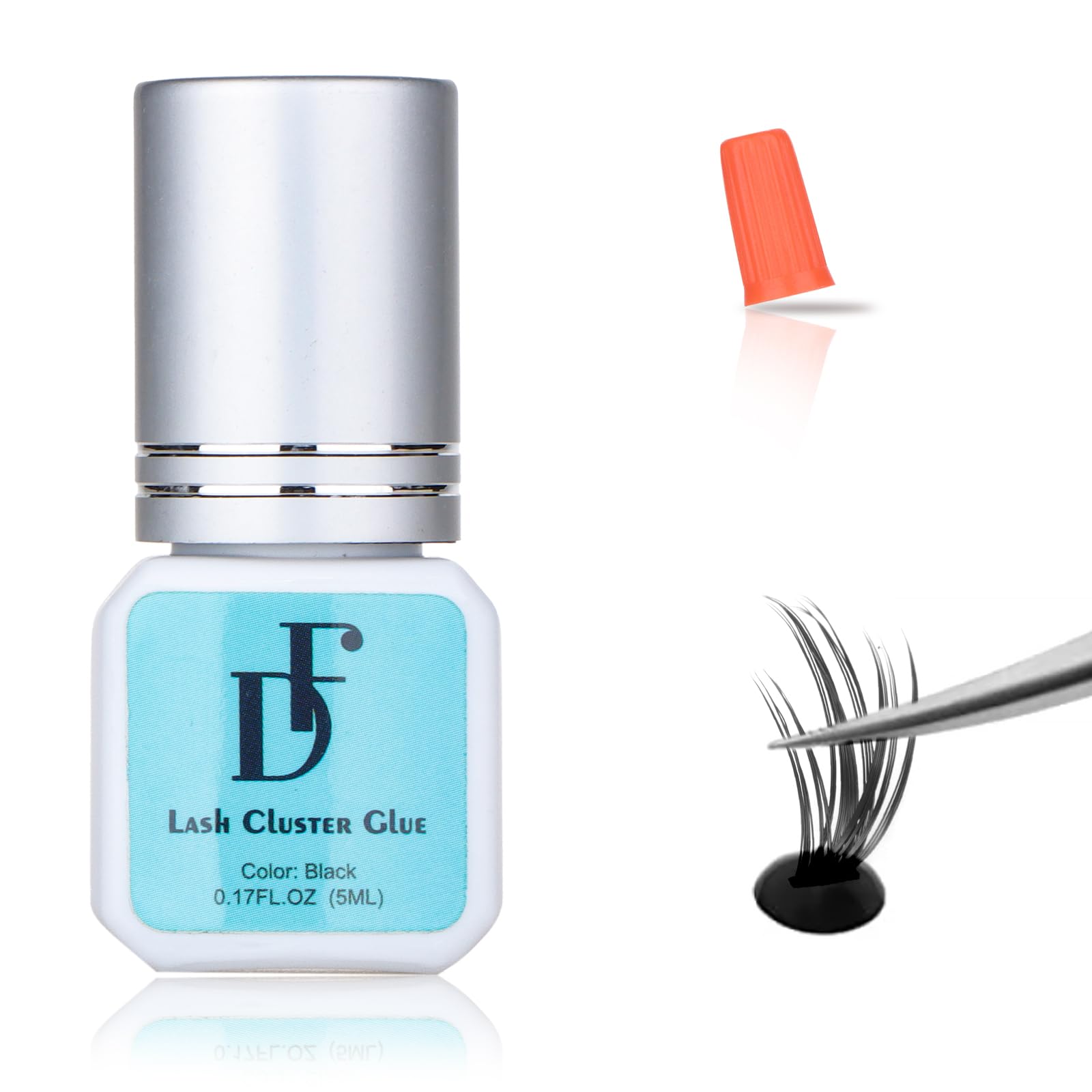 Lash Cluster Glue 1 Week Retention Sensitive DIY Lashes Extension Glue Low Fume Individual Eyelash Adhesive 5s Drying Time Waterproof Eyelashes Bond for Self Application