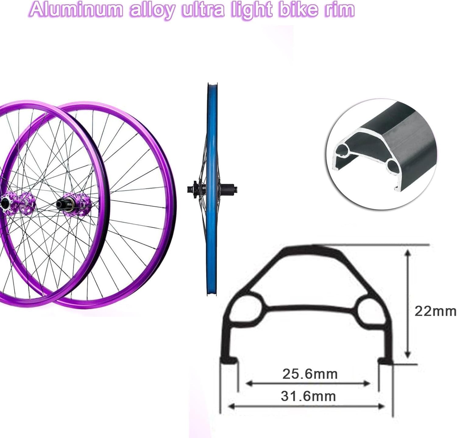 Scheibenbremse Fahrrad Laufradsatz,Steckachse 26 27,5 29 Zoll Mountainbike Räder Aus Aluminiumlegierung Vorne 2 Hinten 4 Lager for 8-12S-Kassette Wheelset