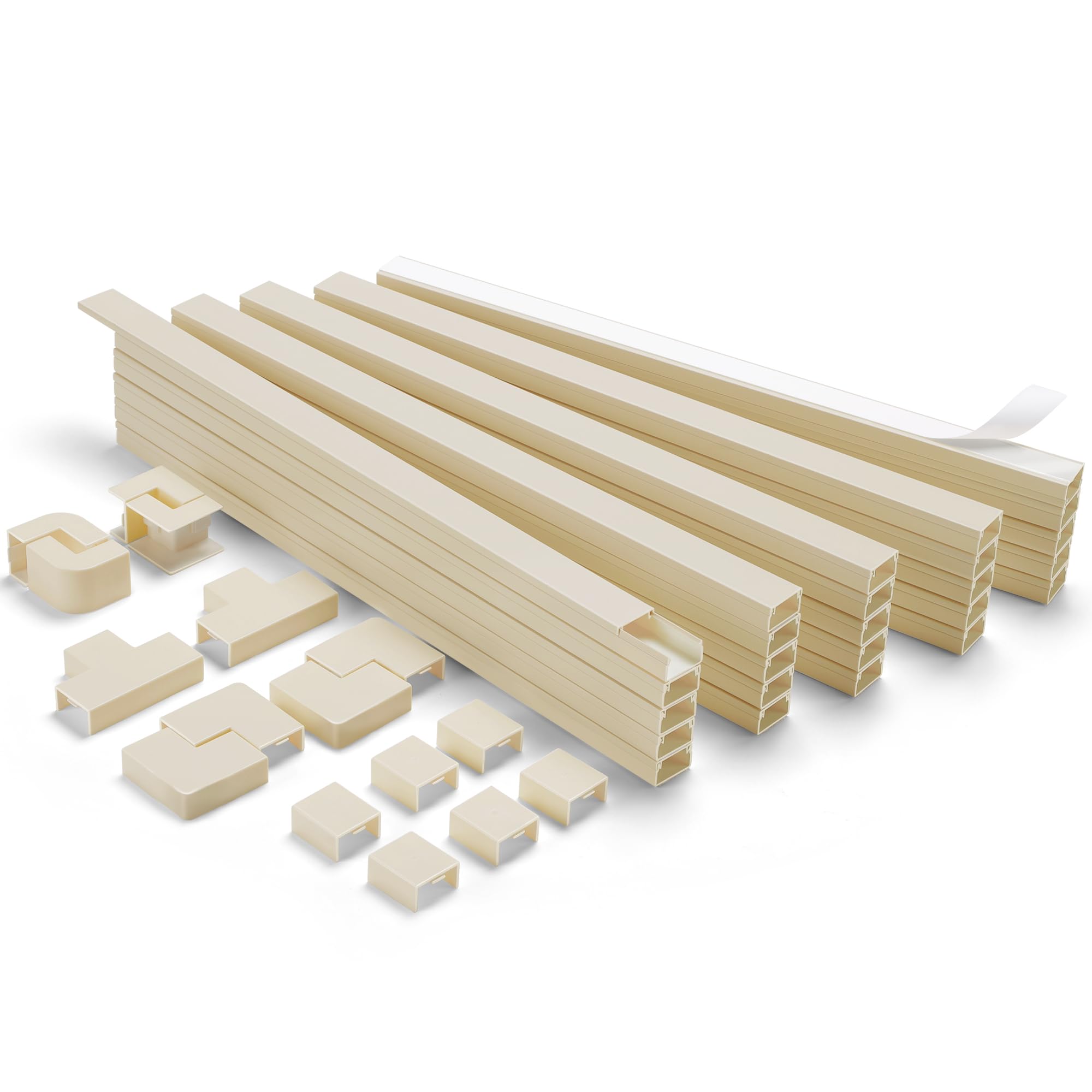 Housses de câbles pour kit de cordons – Cache-câbles beige, cache-câbles muraux, cache-câbles TV, cache-cordon – TV montée, cache-cordon – 25 x 15,7 cm (l x H) – 1,4 cm