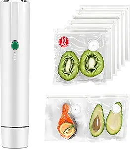 Vacuum Sealer, vacuum sealer for food, handheld vacuum sealer(Vacuum Sealers+ 10 reusable vacuum seal bags)