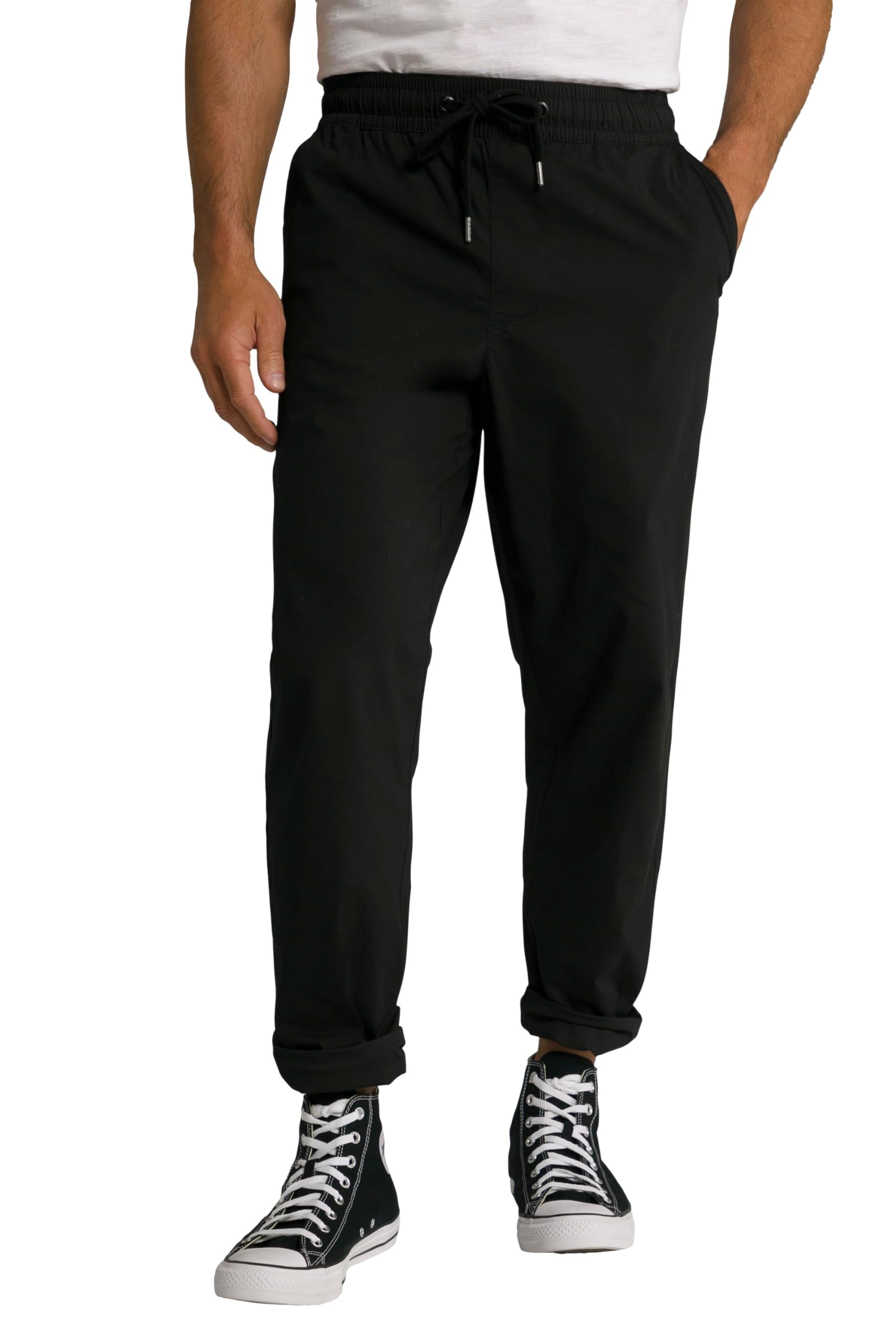 JP 1880 Men's Slip-on Trousers, Flexnamic, Elastic Waistband, Tapered Loose fit Pants