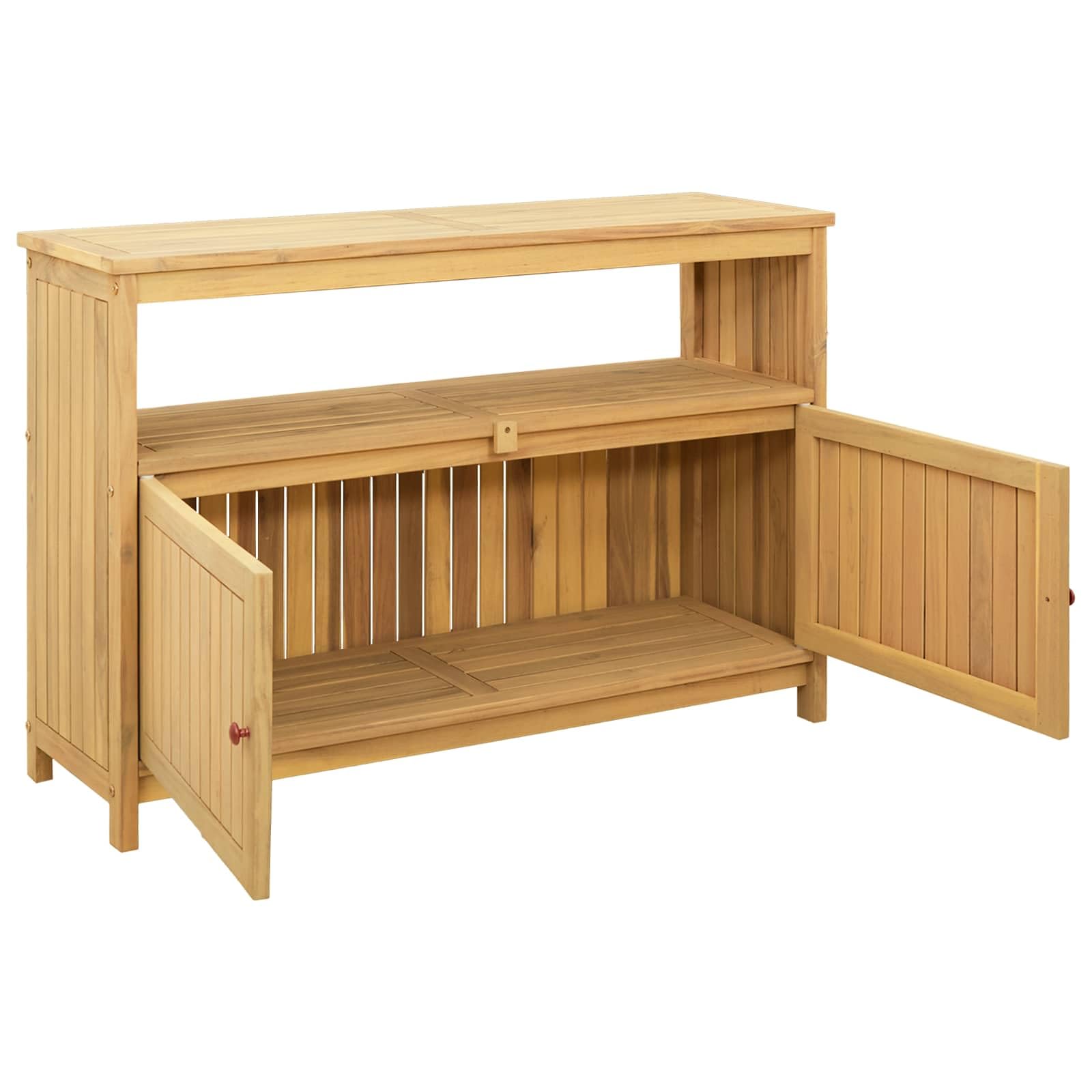 vidaXL Gartenkonsole Tisch Helles Akazienholz 110 x 35 x 75 cm, Garten, Rechteckig, Rustikal, Langlebig, Genügend Platz für die Aufbewahrung und Organisation von Werkzeugen und Zubehör auch in engen R