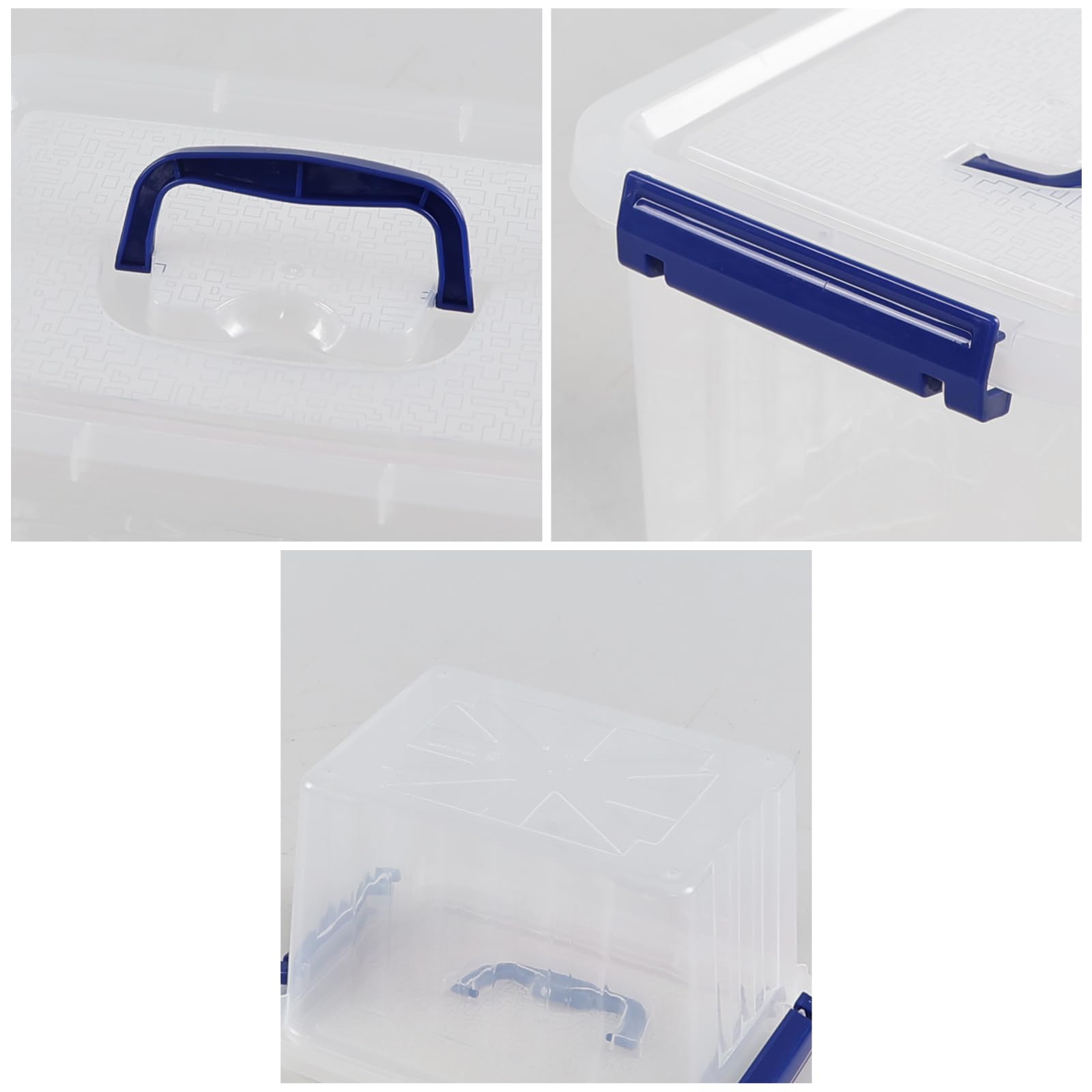 Cajas de almacenamiento de plástico con tapa y asa, cajas de almacenamiento apilables transparentes, 6 L, juego de 6