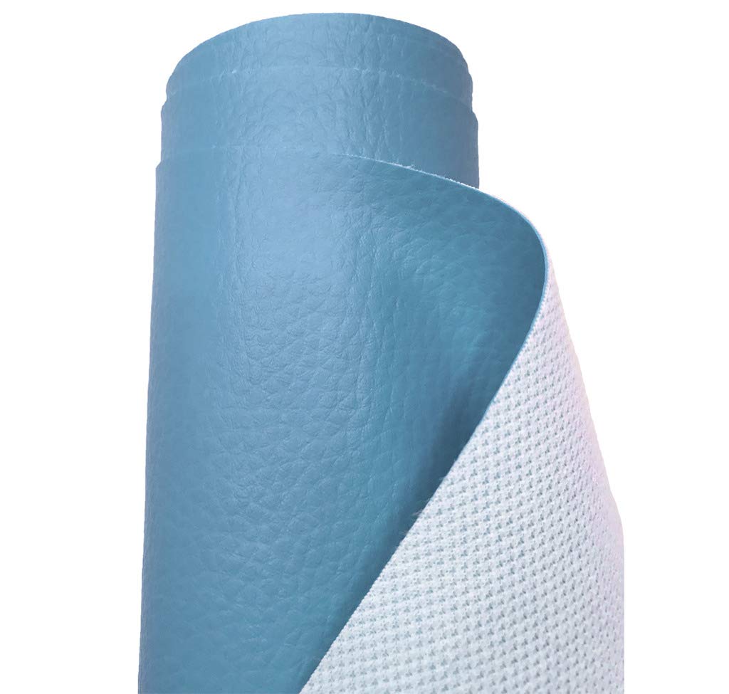 A-Express Grained sztuczna skóra tkanina wytrzymała skóra winylowa skóra tapicerka teksturowany materiał (błękitny, 5 metrów (500 cm x 140 cm)