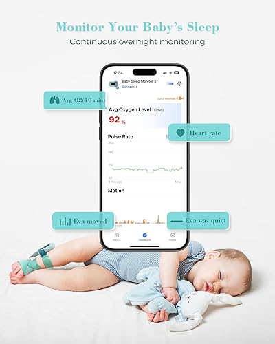 Miniatura 2 de Babytone Monitor de calcetines de sueño para bebé, seguimiento de frecuencia cardíaca y movimiento para bebé, monitor de pie portátil, calcetín