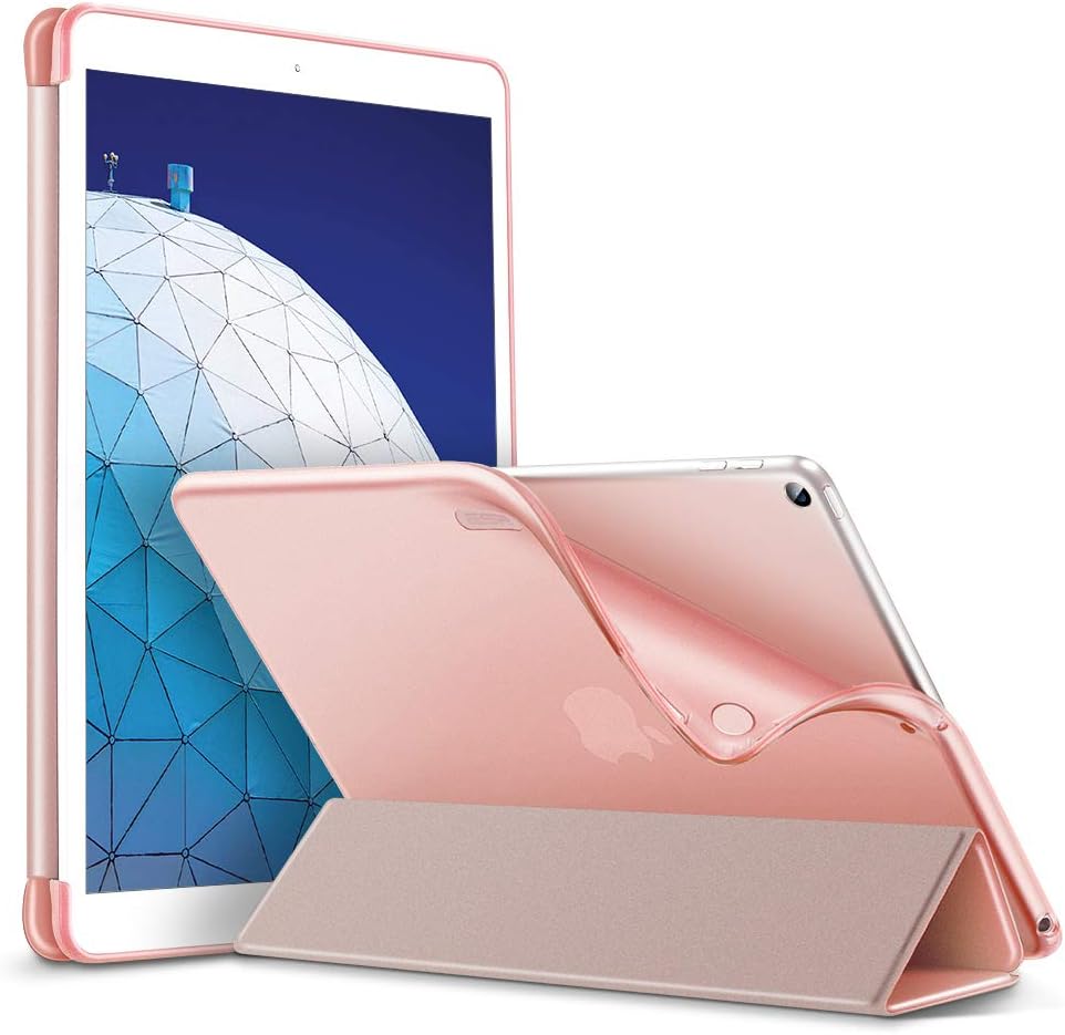 ESR Rebound Slim Smart Case Specially Designed for iPad Air 3 10.5" 2019, Flexible TPU Back Cover with Rubberized Coating,Auto Sleep/Wake and Viewing/Typing Stand for iPad Air (3rd Gen)2019, Rose Gold