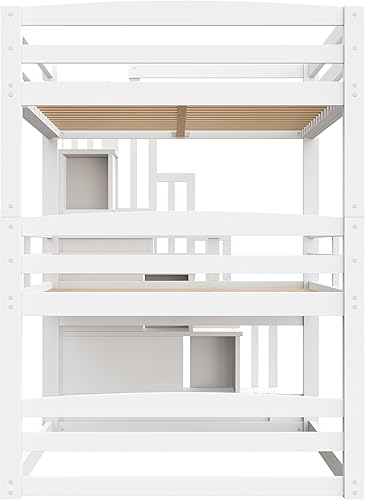 Miniatura 24 de Litera triple de metal, tamaño matrimonial XL sobre individual XL sobre tamaño Queen, elegante base de cama triple con seguridad garantizada para