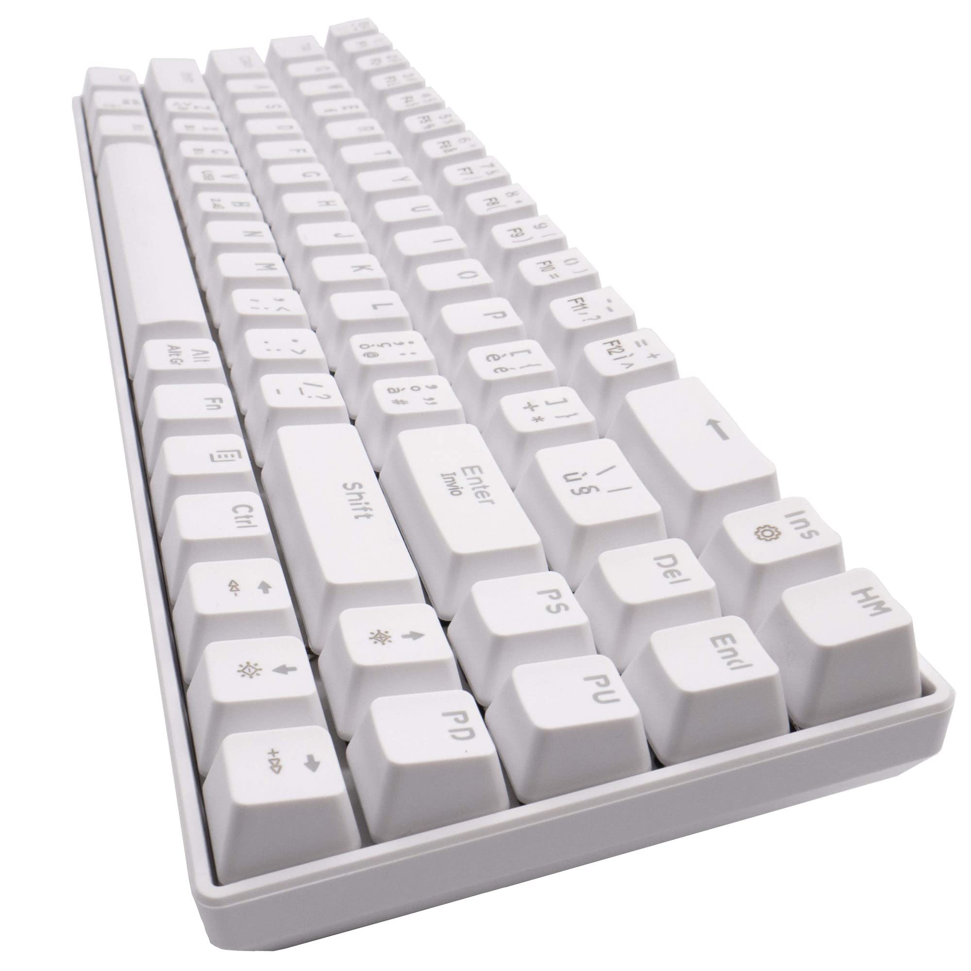 SIMPLETEK Teclado mecánico RGB Gaming 3 en 1 inalámbrico 2,4 GHz, Bluetooth y USB | Blanco Batería integrada