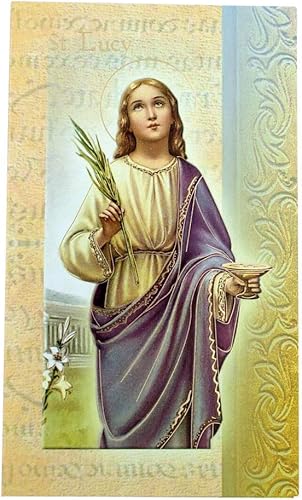 William J. Hirten Tarjeta Santa Católica Deluxe con Oraciones Tradicionales (Santa Lucía)